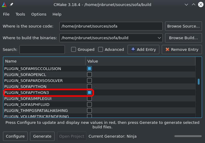 Activate the cmake option PLUGIN_SOFAPYTHON3
